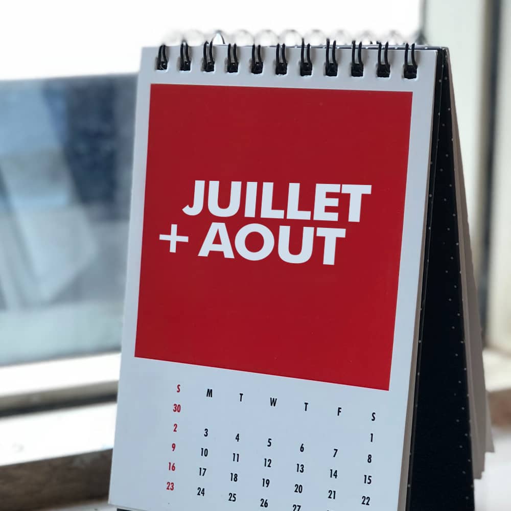 Calendrier juillet et aout